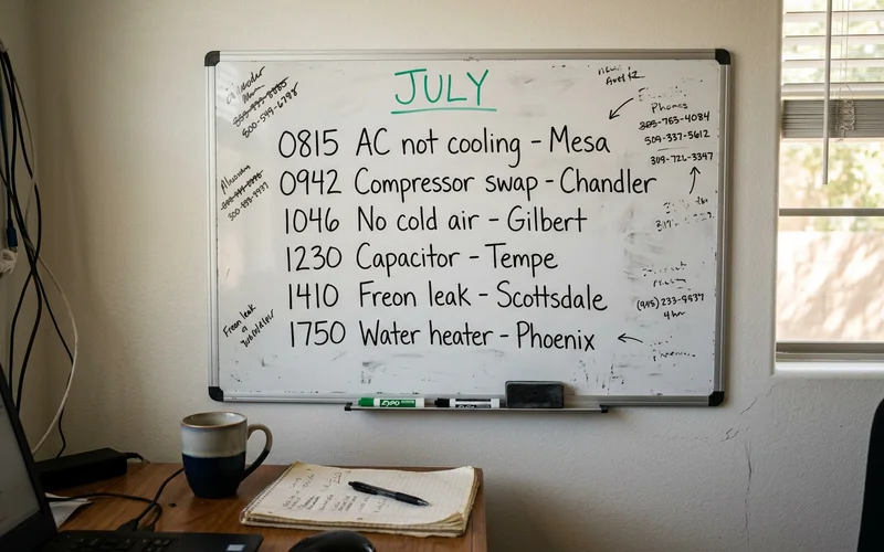 Dispatch board filled with July emergency calls