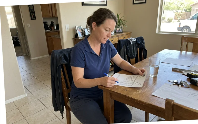 Homeowner reading a printed estimate at a dining table