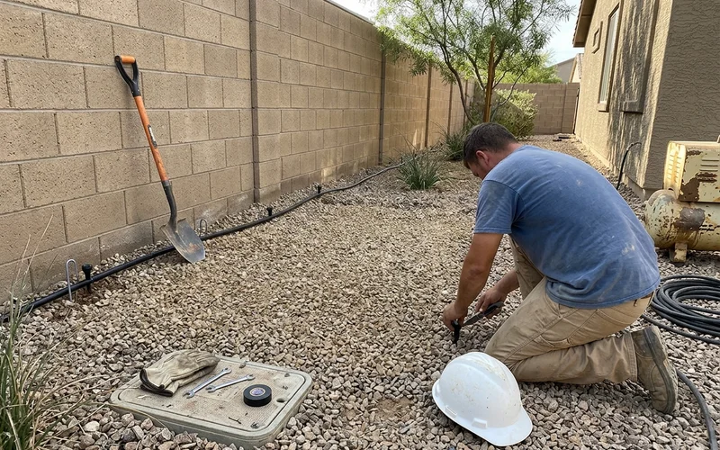 Restored landscaping over a completed trenchless access pit
