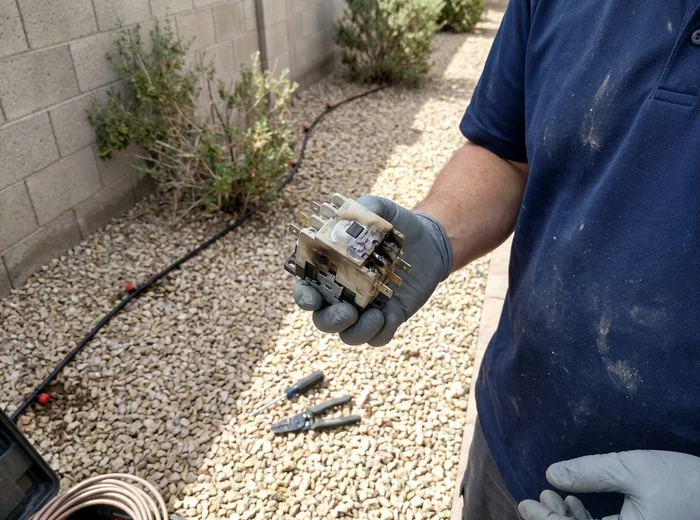 Pitted contactor removed from a condenser unit